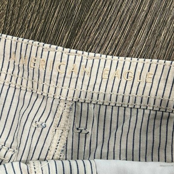 American Eagle Hi-Rise Tie Waist Shorts High Rise Striped Black White Size 6 - Picture 5 of 7